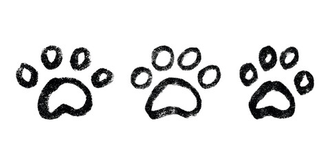 Set of hand drawn cute cat's paw Cat, dog, animal footprint in doodle style Single element for print, web, design, decor, greeting cards, children's prints © Daria Shane