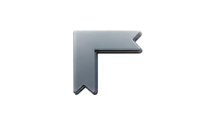 3D Silver bookmark icon on transparent background