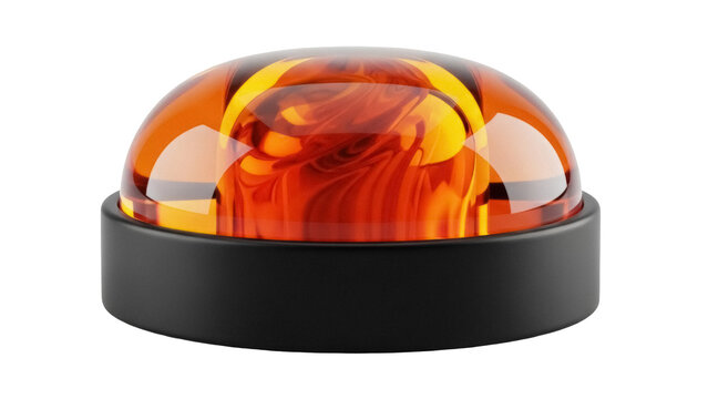 Amber warning light PNG isolated on transparent background, emergency beacon for vehicle safety and construction sites, no background