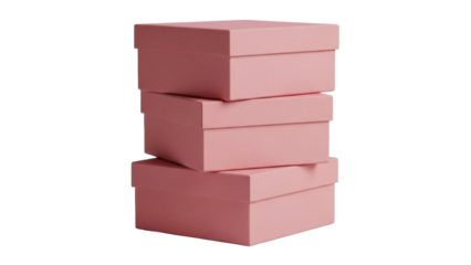 Stack of three pink gift boxes isolated PNG, presents for birthdays and special occasions on transparent background