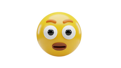 Fototapeta premium 3D Surprised Emoji Face on transparent background