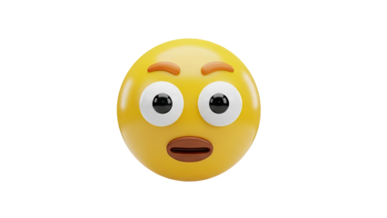3D Surprised Emoji Face on transparent background