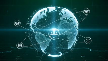Global connectivity and partnership concept with earth and icons