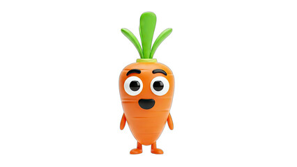 Cartoon Carrot Character Smiling on White Background