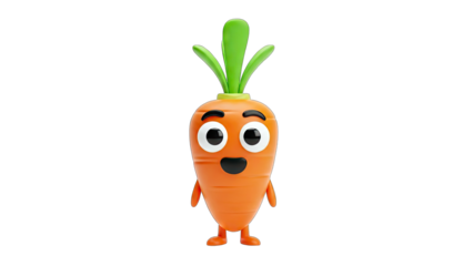 Cartoon Carrot Character Smiling on White Background