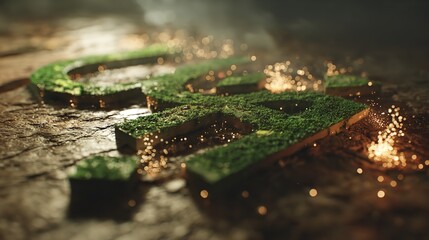 A waving green flag featuring a white crescent and star, symbolizing a nation