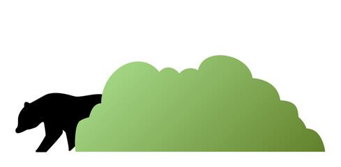 野生のクマの目撃情報や注意喚起用・クマ出没注意・茂みから出てくる熊