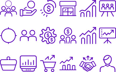Business icons for finance and marketing concepts