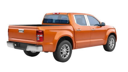 Orange pickup truck PNG isolated on transparent background, modern vehicle for transportation and delivery services © Nina