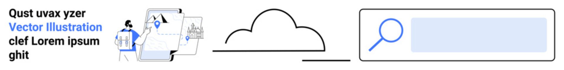 Cloud computing, file storage, data management, technology, online access, digital solutions. Abstract ion of a cloud, files and search box. Cloud computing and file storage concept