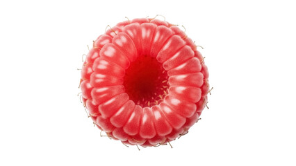Fresh red raspberry isolated PNG on transparent background, juicy fruit close-up for healthy eating and summer designs