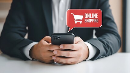 Businessman using smartphone for online shopping