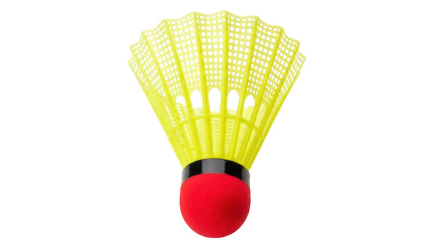 Yellow badminton shuttlecock isolated PNG, sport equipment for training and competition on transparent background