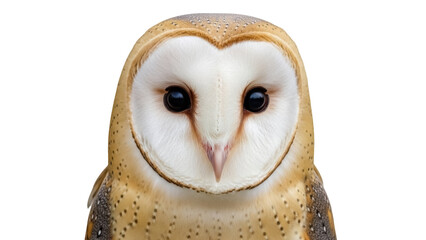 Barn owl isolated PNG on transparent background, nocturnal bird of prey with heart-shaped face and...