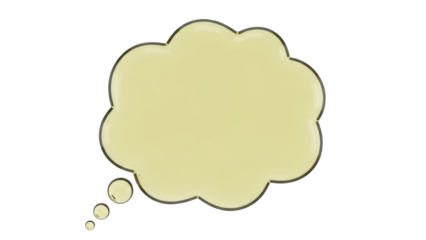 Pale yellow thought bubble PNG isolated on transparent background, cartoon speech cloud for message and communication design