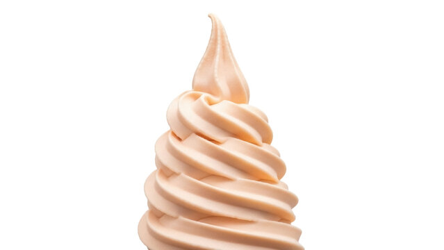 Peach frozen yogurt isolated PNG on transparent background, creamy soft serve dessert for summer treats and healthy eating