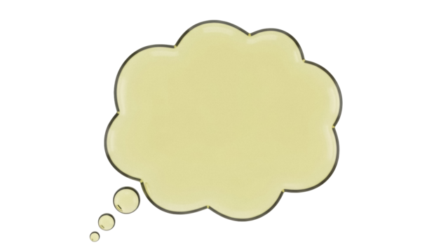 Pale yellow thought bubble PNG isolated on transparent background, cartoon speech cloud for message and communication design - Powered by Adobe