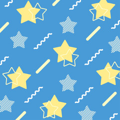 かわいい星柄の正方形イラスト（ブルー）