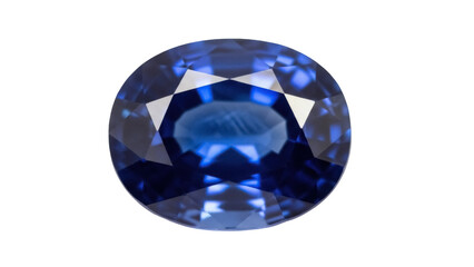 Oval cut blue sapphire isolated PNG on transparent background, precious gemstone for jewelry design and luxury accessories