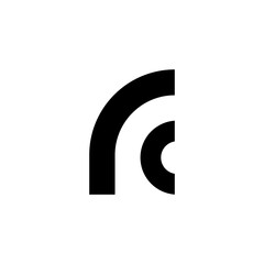 Minimalist Abstract Letter R or C Monogram Arc Logo