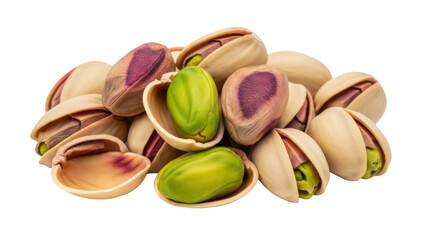 Pile of pistachios isolated PNG, shelled and unshelled nuts on transparent background, healthy snack and ingredient