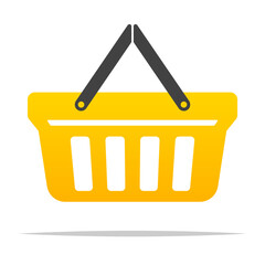 Yellow shopping basket icon transparent vector isolated