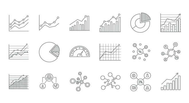 Collection of various data visualization icons