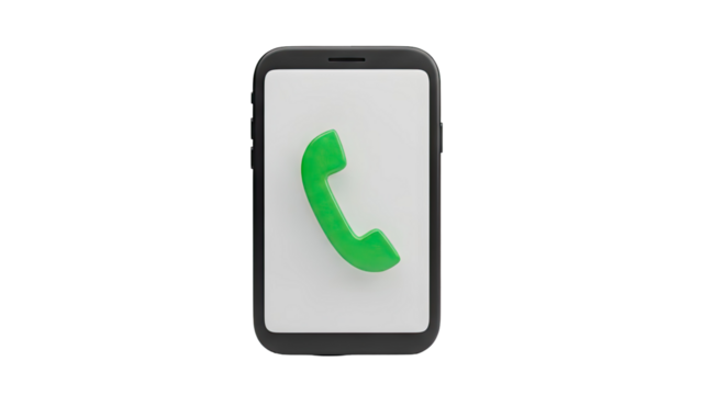 3D Smartphone with a green call icon on transparent background - Powered by Adobe