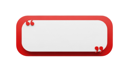 Red quote box PNG isolated on transparent background, quotation frame with speech marks for message or text