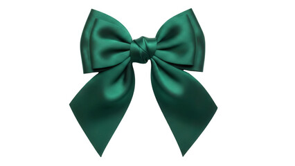 Emerald green satin bow tie isolated PNG, elegant formal wear accessory for parties and special occasions on transparent background
