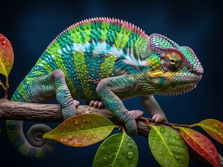Obraz premium Vibrant Chameleon on Branch