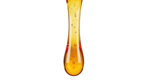 Golden honey drop isolated PNG on transparent background, sweet natural syrup dripping for food and healthy lifestyle concepts