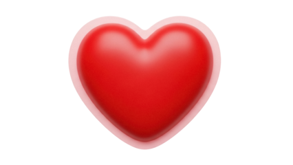 Red heart shape PNG isolated on transparent background, love symbol for Valentine s Day and romantic design projects