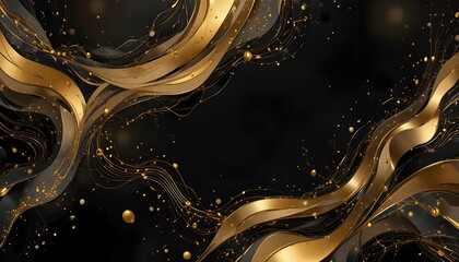 Abstract Modern Black Background With Luxury Golden Elements Vector Illustration Elegant Design