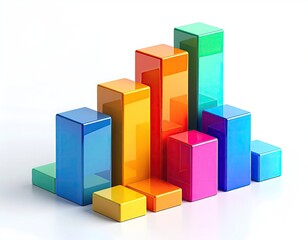 Colorful 3D bar chart on white background