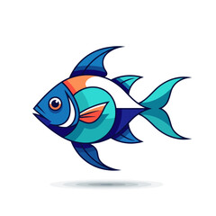 Obraz premium Colorful tropical fish with vibrant blue and orange hues swimming gracefully in an aquatic