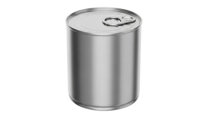 Silver metal food can isolated PNG, canned goods container for preservation and storage on transparent background