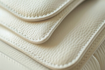 Minimal Macro Photography of White and Cream Leather Accessories in Pantone 11-4201 with Soft Luxury Lighting
