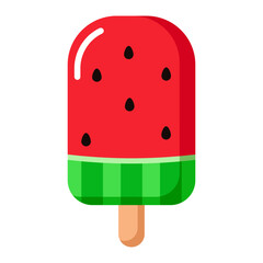 Watermelon popsicle ice pop icon with seeds isolated on transparent background.