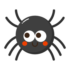 Cute cartoon spider face with big eyes isolated on transparent background.
