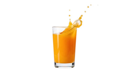 Refreshing orange juice in a glass with splash isolated PNG, healthy drink on transparent background for summer refreshment and advertising © Sophie