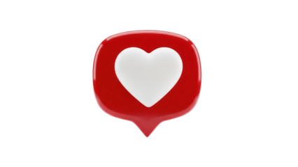 Red heart shape isolated PNG on transparent background, love and like symbol for social media and design use