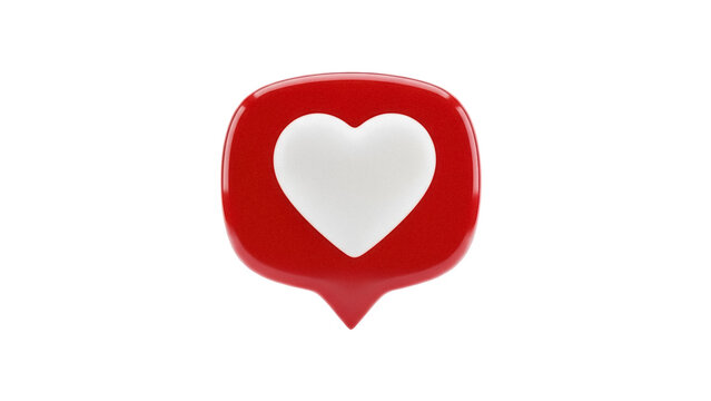 Red heart shape isolated PNG on transparent background, love and like symbol for social media and design use - Powered by Adobe