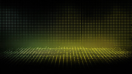 digital grid with glowing yellow dots on a dark background