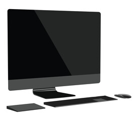 Modern desktop computer setup illustration isolated on white background