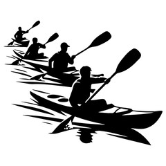 Kayaking Race Silhouette.