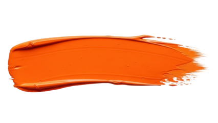 Vibrant orange paint stroke PNG isolated on transparent background, artistic element for graphic design and creative projects