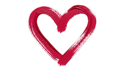 Red heart painted with brush strokes isolated PNG, symbol of love and romance for Valentine s Day and romantic designs