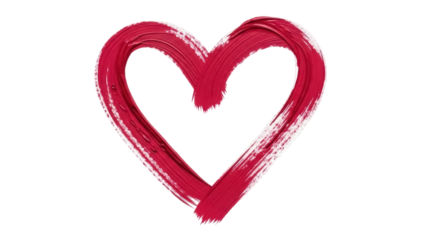 Red heart painted with brush strokes isolated PNG, symbol of love and romance for Valentine s Day and romantic designs