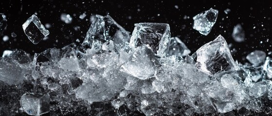 Cubed ice scattering, crystal forms, and black backdrop